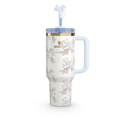 The Blue Stanley X LoveShackFancy Holiday Quencher Collab | 40 OZ Love Shack Fancy Stanley, Loveshackfancy Stanley, Blue Stanley, Holiday Floral, Birthday Wishlist, Stanley Cup