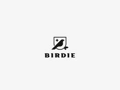 the birdie logo is black and white