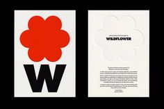 the back and side of an advertisement for wildflower, which is printed on white paper