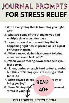 90 Helpful Journal Prompts for Stress Relief - Bellflower Lifestyle Journal Prompts When You Feel Stuck, Feelings Journal Template, Parenting Journal Prompts, Journal Prompts When Stressed, How To Journal For Mental Health, Mental Health Journal Prompts, How To Journal For Therapy, Journal Promt, Journal Prompts For Teens