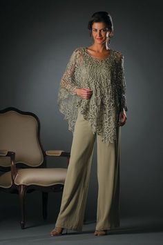 This gorgeous floral crochet poncho is elegant, comfortable and easy to wear gives trendy young looking, perfect for any event. Color: Celadon 100% Silk Hand-made Dry Clean Imported Bride Pantsuit, Mother Of The Bride Suits, Bride Suit, Aesthetic Knitting, Chiffon Jacket, Knitting Aesthetic, Beginners Knitting, Classy Dress Outfits, فستان سهرة