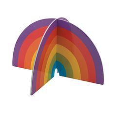 an open rainbow shaped card with a white background