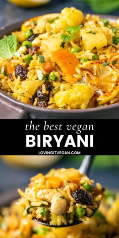 the best vegan biriyani recipe is made with rice and vegetables