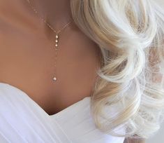 Wedding Necklace Simple, Bridesmaid Thank You, Jupiter Fl, Diamond Solitaire Necklace, Y Necklace, Necklace Bridal, Gold Diamond Jewelry, Valentines Necklace, Bridal Bracelet