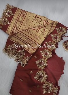 Brown Colour Blouse Design, High Neck Maggam Work Blouse Designs, Gold Work Embroidery Blouse, Big Border Saree Blouse Design, Golden Blouse Designs Latest, Maggam Work Blouse Designs Latest For Pattu Sarees, Simple Maggam Work Blouses, Latest Maggam Work Blouses, Gold Blouse Designs