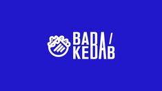 the bada kebab logo is shown on a blue background with white letters