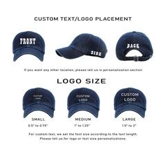 DESIGN YOUR OWN CUSTOMIZED BASEBALL CAP WITH EMBROIDERY ART GALLERY! Please Follow the Steps to Order! Customized Hats for Men and Women, we offer you the best quality printing work. Write us your text or send your logo via Etsy Messages and have it embroidered on your Baseball Cap :) You, your employees, or your loved ones will wear your reflection. 😊 You'll love our customized hats! Your artwork, a joke, your name, your company logo. Put your own artwork and let your Custom hat reflect you. P Size To Fit Baseball Hat For Cricut Hat Press, Cheap Dad Hat For Sports Events With Letter Print, Fitted Hats With Name, Cheap Casual Fitted Hat With Letter Print, Custom Ny Hat With Name, Cheap Fitted Hat With Curved Bill For Sports Events, Cheap Letter Print Hats For Gifts, Affordable Letter Print Hats As Gifts, Affordable Customizable Gift Hats