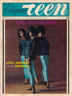 an old magazine cover with three women on the front and one is wearing blue pants