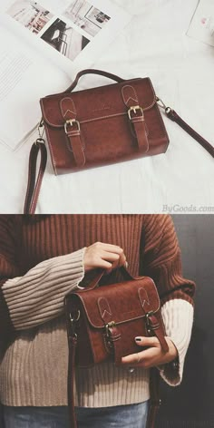 School Handbag, Shoulder Bag Diy, Shoulder Bag For School, Shoulder Bags For School, Handbags For School, Vintage Leather Bag, Brown Shoulder Bag