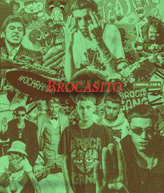 the poster for brocasto is shown in green and black, with images of young men