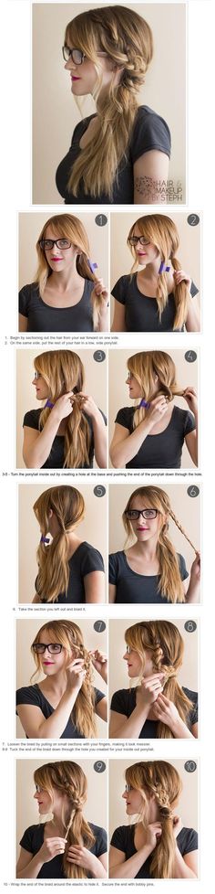 Great lazy day hairstyle for those school days when you wake up late and you're running out of time. Topsy Tail, Braided Side, Lazy Day Hairstyles, Side Pony, Lazy Hairstyles, Stylish Hairstyles, Side Ponytail, Ponytail Hair, Penteado Cabelo Curto