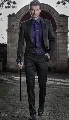 Inspiration Dressing, Purple Suit, Mode Steampunk, Mens Wedding Attire, Costume Noir, Custom Made Suits, Purple Suits, Dark Men, Wedding Suits Groom