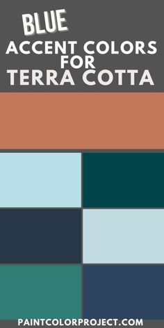 blue, green and brown color scheme with text that reads blue accent colors for terracotta