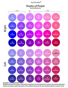 the color scheme for shades of purple and pink, with different colors in each circle