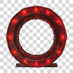 the letter o is made out of bricks and has red lights on top of it