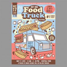 a food truck poster with hot dogs and buns