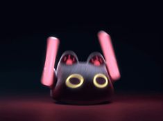 an animated cat with glowing eyes and ears