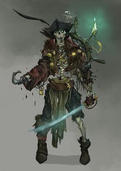 ArtStation - Unglorious- Creature design expansion Skeleton Pirate, Pirate Skeleton, Dnd Campaign, Pirate Art, Dnd Dragons, Dnd Monsters, Cool Monsters