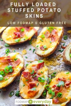 loaded stuffed potato skins on a baking sheet