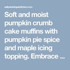 the words soft and moist pumpkin crumb cake muffins with pumpkin pie spice and maple