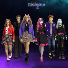 the monster high dolls are all dressed up in their halloween costumes and hair colors,