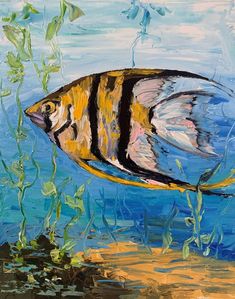 an acrylic painting of a fish in the water