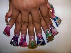 Bad Nails, Crazy Nail Designs, Duck Nails, Crazy Nails, Diy Nail Art, Summer Acrylic Nails, Nail Designs Spring, Nail Polishes, Nail Art Diy