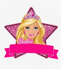 barbie star with pink ribbon and name on it