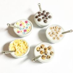 Cereal Bowl Necklace - Jillicious charms and accessories Polymer Clay Projects Diy, Cookie Crisp, Clay Magnets, Bowl Of Cereal, Bowl Pendant, Clay Crafts Air Dry, Food Accessories, Fake Bake, Tiny Food