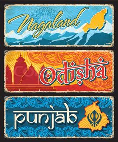 three different types of india and pakistan signs on black background stock photo - budgetless travel tips