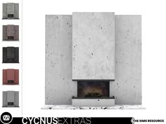 an architectural rendering of a fireplace with different colors and shapes, including the top section