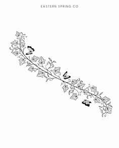 a black and white drawing of flowers with the words eastern spring co written below it