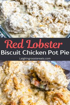 red lobster biscuit chicken pot pie in a casserole dish