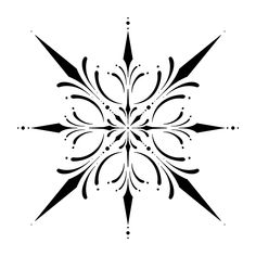 a black and white snowflake on a white background