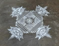 Deepam Rangoli, Rangoli Designs Simple Diwali, Rangoli Side Designs, Diy Crafts Love, Simple Flower Design