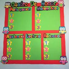 a bulletin board with owls and numbers for spanish language students to use in the classroom