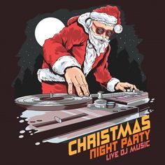 a dj dressed as santa claus playing music