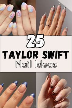 Express your love for Taylor Swift through your nails with these fun and creative nail art ideas. Get inspired by her music and iconic style. Speak Now Taylor Swift Nails Inspired, Easy Taylor Swift Nails, Debut Nails Taylor Swift, Simple Taylor Swift Nails, Fearless Nails Taylor Swift, Taylor Swift Debut Nails, Folklore Nails Taylor Swift, Taylor Swift Acrylic Nails, Taylor Swift Themed Nails