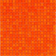 an orange mosaic tile with squares on the bottom and one square in the middle,