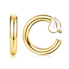 PRICES MAY VARY. GOLD CLIP ON EARRINGS: This gold hoop clip on earrings are designed to provide unparalleled comfort without sacrificing on style; Hollow lightweight design, will not burden the earlobe, fit the earlobe firmly and won't fall off; The stunning gold clip on hoop earring add a touch of sophistication to your daily attire SAFE COMFORT: Chunky hoops clip on earrings are crafted with high quality 14K real gold plating, lead and nickel free, hypoallergenic; High polished ensuring a long Clip-on Hoop Earrings, Clip On Gold Earrings, Gold Clip On Earrings, Room Reset, Clip On Hoop Earrings, Non Pierced Earrings, Fake Earrings, Clip Earring, Clip On Earring