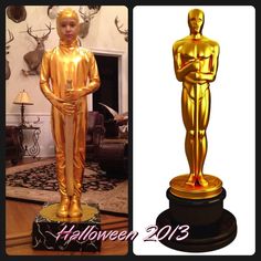 an image of a golden oscar statue in the living room and on display at halloween 2013