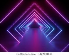 an abstract background with neon lights in the shape of rhomonos and triangles