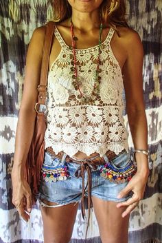 Summer Lace Top, Lace Summer Tops, Moda Hippie, Summer Crop Top, Boho Embroidery, Cute Summer Tops, Blouse Lace, Crochet Summer Tops, Estilo Boho Chic