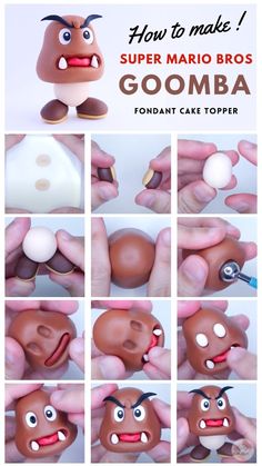 how to make a super mario bros goomba fondant cake topper