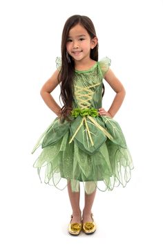 This Pixie Tinkerbell costume is a delightful ensemble in enchanting green shades of green. Forest green stretch velvet bodice that is adorned with sparkles, mimicking the magical glow of pixie dust. The skirt flows with a whimsical and fluttering quality, capturing the essence of a playful spirit Delicate green flowers and golden ribbons accents Breathable, Silky Soft, 100% Polyester Fabrics Accessories Sold Separately Tinkerbell Costume, Tinker Bell Costume, Baby Costumes Girl, Rabbit Costume, Queen Dresses, Velveteen Rabbit, Up Costume, Princess Theme Party, Hallowen Costume