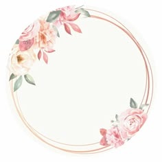 a round frame with pink flowers on it