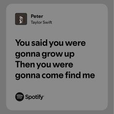 peter taylor swift quote you said you were gon na grow up then you were going to come find me