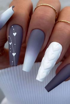 2025 Nails, Halloween Nail Ideas, Grey Nail, Grey Nail Designs, Shaped Nails, Stylish Nails Designs, Girly Acrylic Nails, Spring 2025