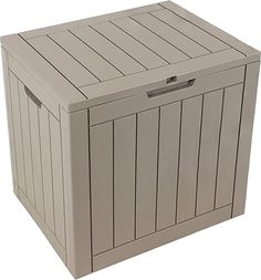 an outdoor storage box with the lid closed