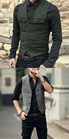 Casual Vest Outfits Men, Stylish Men Wear, Men Fashion Casual Shirts, Mens Fashion Classy